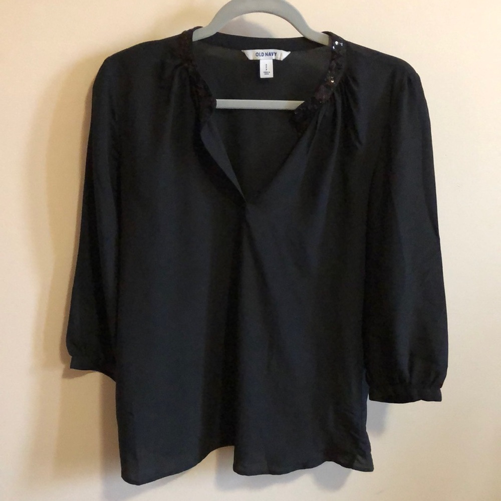 Old Navy Black Blouse - Sequin embellishments